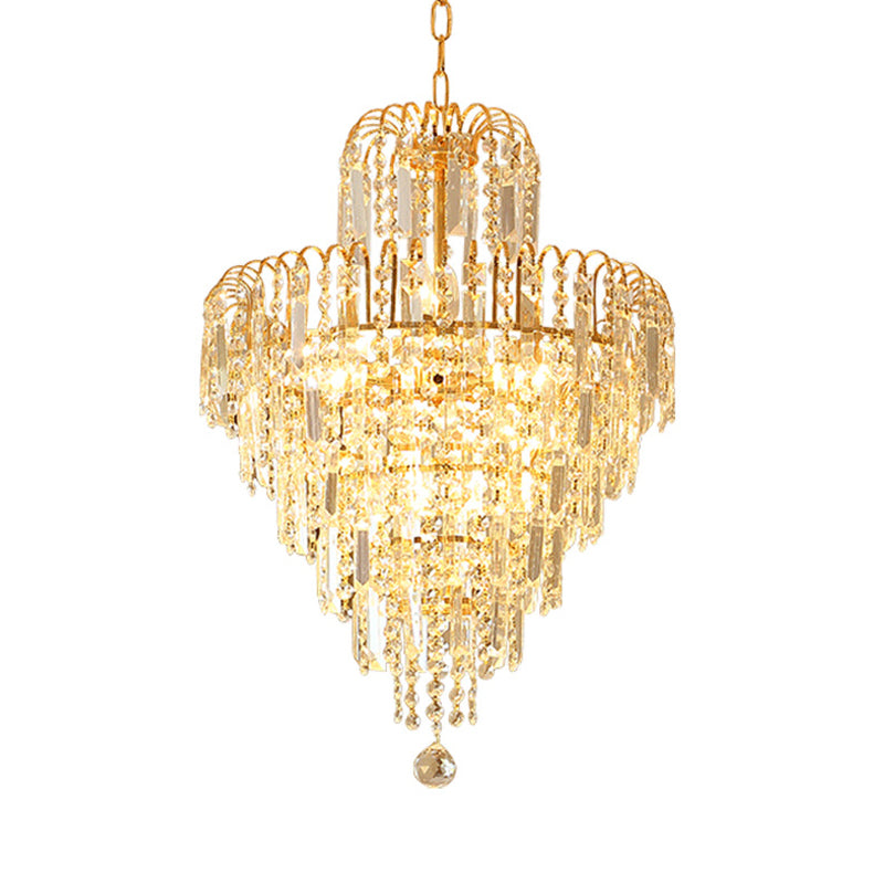 Tapered Chandelier Lamp Modern Hand-Cut Crystal 12