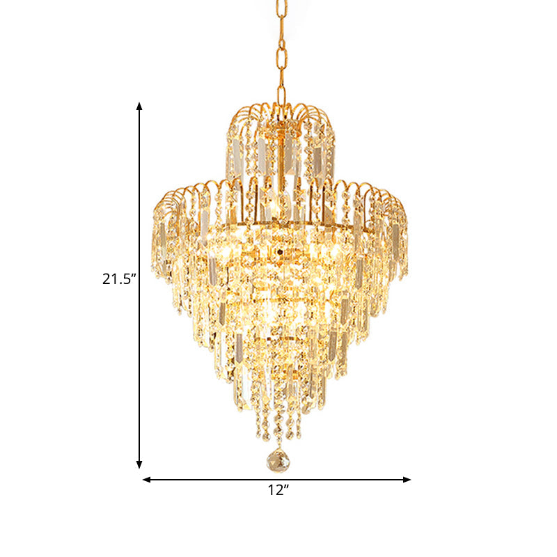 Tapered Chandelier Lamp Modern Hand-Cut Crystal 12