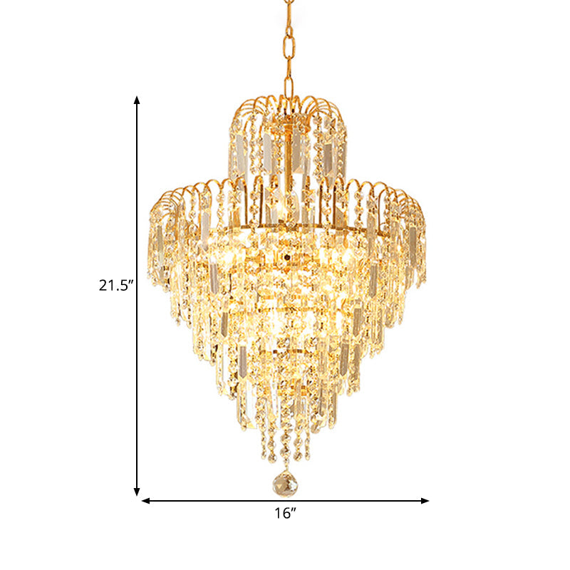 Tapered Chandelier Lamp Modern Hand-Cut Crystal 12