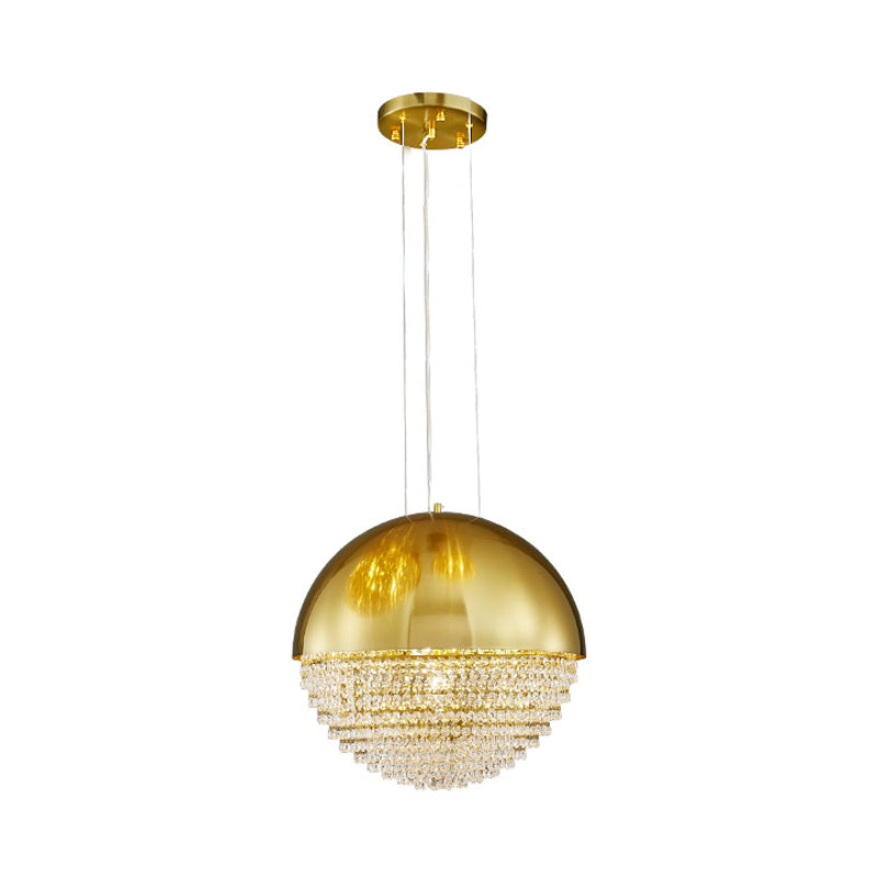 Gold Dome LED Pendant Light Fixture Modern Beveled Crystal Suspension Lighting for Dining Room Clearhalo 'Ceiling Lights' 'Modern Pendants' 'Modern' 'Pendant Lights' 'Pendants' Lighting' 1430912