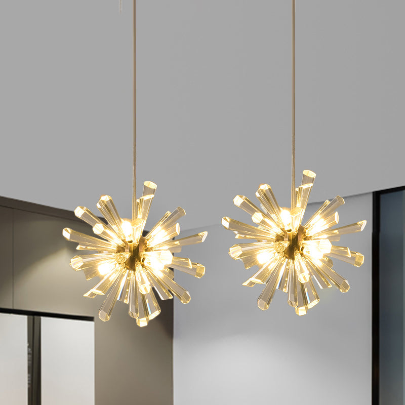 Clear Crystal Glass Sputnik Multi Pendant Modern 3/6 Heads Suspension Lighting Fixture in Gold 6 Clear Clearhalo 'Ceiling Lights' 'Modern Pendants' 'Modern' 'Pendant Lights' 'Pendants' Lighting' 1431121