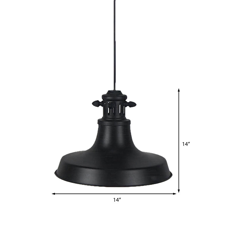 1 Head Barn Shade Hanging Lamp Retro Style Black Finish Metal Ceiling Pendant for Restaurant Clearhalo 'Ceiling Lights' 'Modern Pendants' 'Modern' 'Pendant Lights' 'Pendants' Lighting' 143264