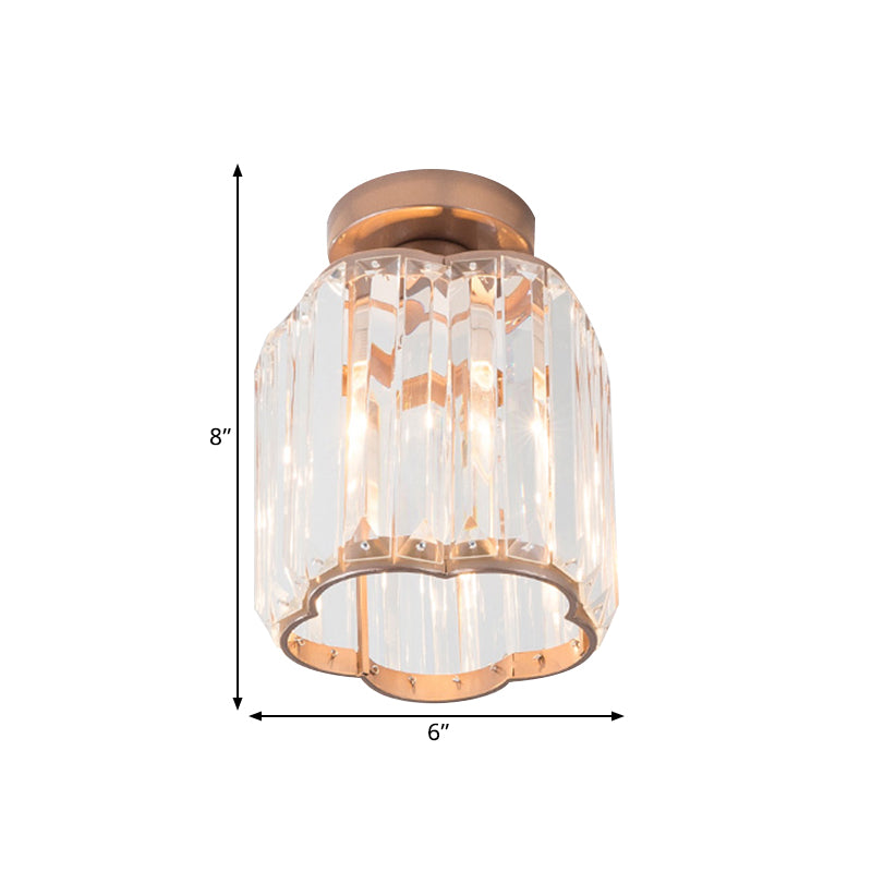 1 Head Plum Blossom Shade Semi Flush Light Contemporary Gold Canopy Clear Crystal Ceiling Flush Mount Clearhalo 'Ceiling Lights' 'Close To Ceiling Lights' 'Close to ceiling' 'Semi-flushmount' Lighting' 1432847