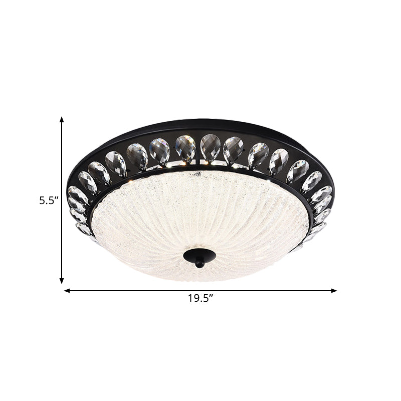 Bowl Bedroom Ceiling Light Modern Crystal Raindrops Black Canopy LED Flushmount Lighting Clearhalo 'Ceiling Lights' 'Close To Ceiling Lights' 'Close to ceiling' 'Flush mount' Lighting' 1432867