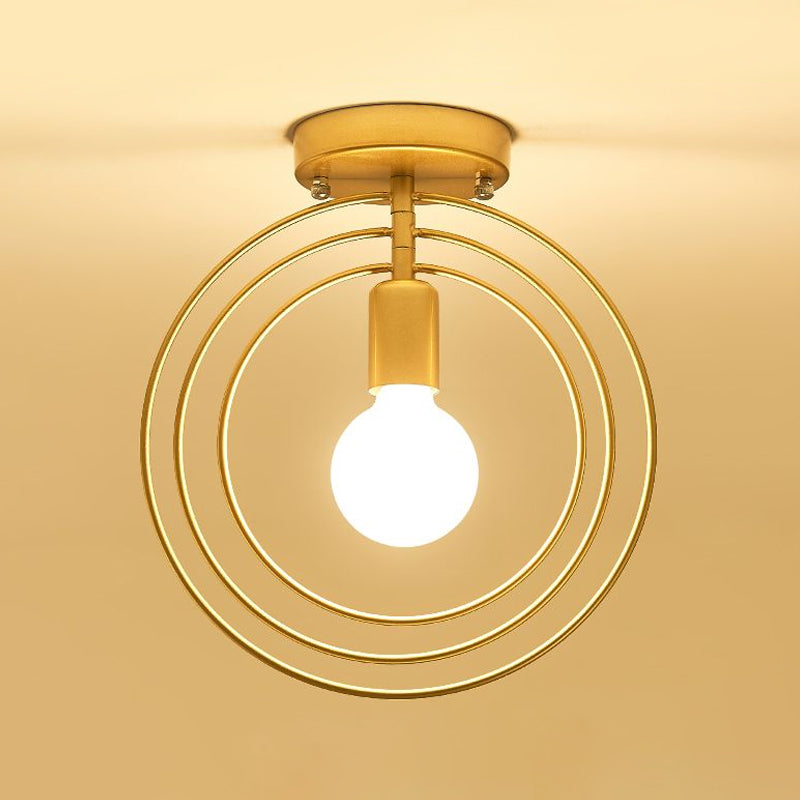 Triple Metal Ring Ceiling Mount Light Fixture Modern 1 Light Golden Flush Ceiling Light Fixture for Bedroom Clearhalo 'Ceiling Lights' 'Close To Ceiling Lights' 'Close to ceiling' 'Flush mount' Lighting' 1433991