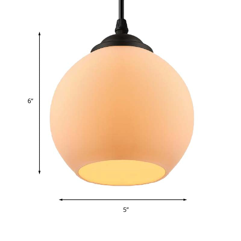 Black Orb Pendant Ceiling Light Farmhouse White Glass 1 Light Dining Room Hanging Lamp Clearhalo 'Ceiling Lights' 'Glass shade' 'Glass' 'Industrial Pendants' 'Industrial' 'Middle Century Pendants' 'Pendant Lights' 'Pendants' 'Tiffany' Lighting' 143407