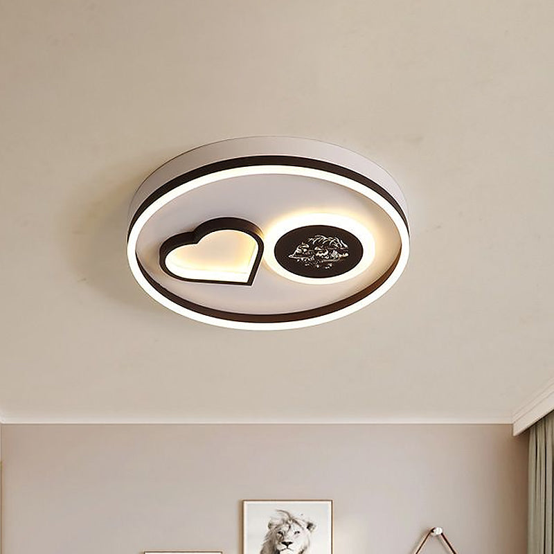 White/Brown Round Flush Lighting Modern Metal Led Indoor Ceiling Flush Light in Warm/White for Living Room Clearhalo 'Ceiling Lights' 'Close To Ceiling Lights' 'Close to ceiling' 'Flush mount' Lighting' 1434680