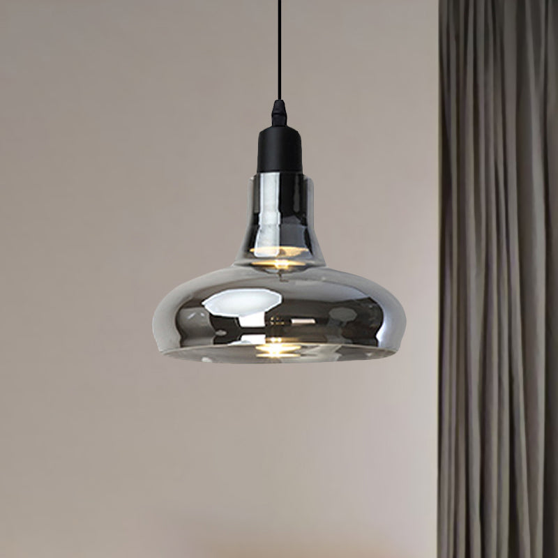 White/Black Bowl/Cone/Saucer Pendant Lamp Modernist 1 Light Glass Led Hanging Ceiling Light in White/Warm Light Clearhalo 'Ceiling Lights' 'Glass shade' 'Glass' 'Modern Pendants' 'Modern' 'Pendant Lights' 'Pendants' Lighting' 1434925