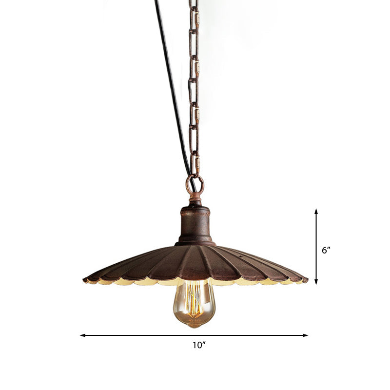 Wrought Iron Rust Suspension Light 1 Light Antique Style Pendant Ceiling Light for Restaurant, 10