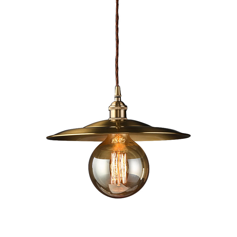 1 Light Ceiling Fixture Mid Century Flat Shade Metallic Pendant Light with Adjustable Cord in Brass Clearhalo 'Art Deco Pendants' 'Cast Iron' 'Ceiling Lights' 'Ceramic' 'Crystal' 'Industrial Pendants' 'Industrial' 'Metal' 'Middle Century Pendants' 'Pendant Lights' 'Pendants' 'Tiffany' Lighting' 143595