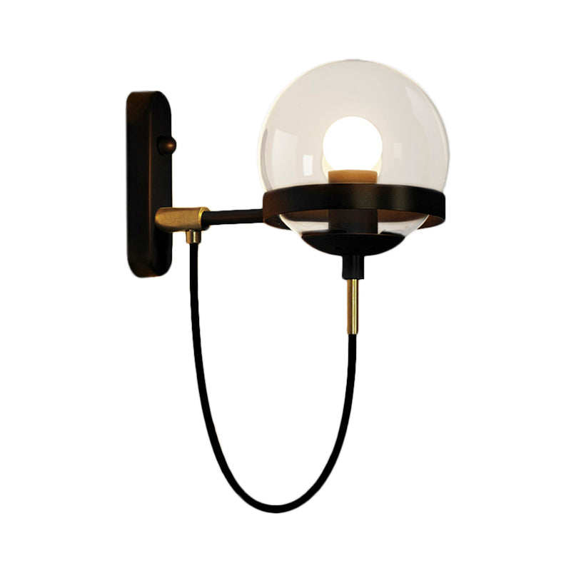 Black/Gold Globe Wall Lighting Modern Clear/Frosted Glass 1 Light Living Room Sconce Light Fixture Clearhalo 'Art deco wall lights' 'Cast Iron' 'Glass' 'Industrial wall lights' 'Industrial' 'Middle century wall lights' 'Modern' 'Rustic wall lights' 'Tiffany' 'Traditional wall lights' 'Wall Lamps & Sconces' 'Wall Lights' Lighting' 143604