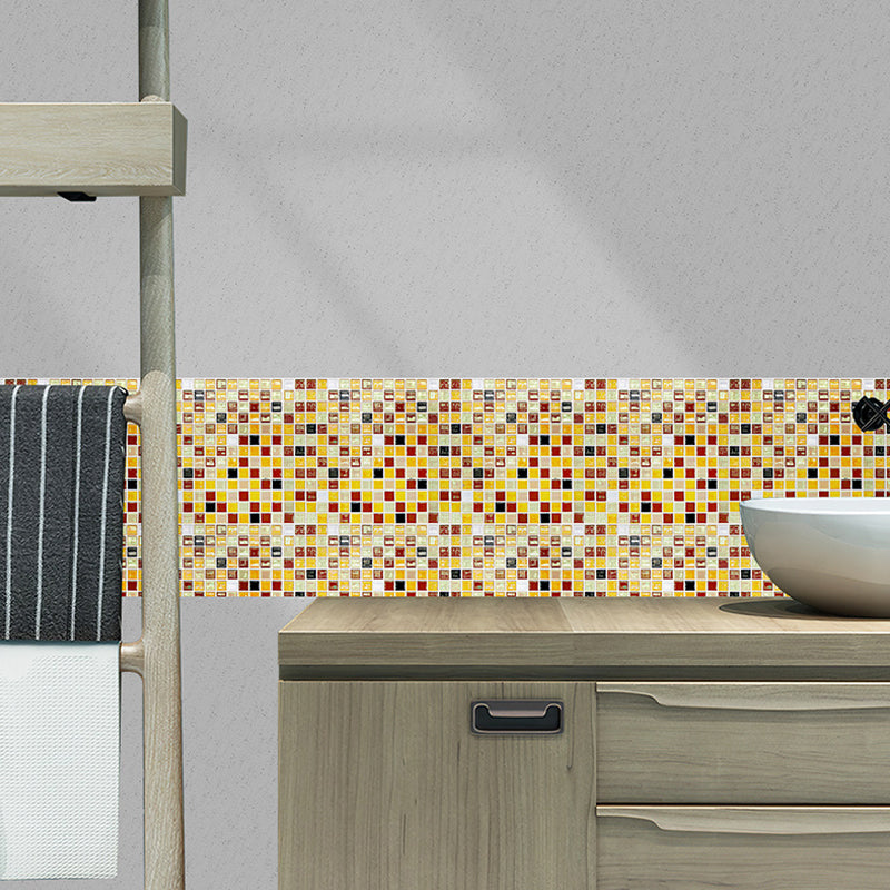 Mosaic Ceramic Tile Wallpaper Panel Contemporary PVC Wall Decoration in Yellow, Easy to Remove Clearhalo 'Wall Decor' 'Wallpaper' 1440175