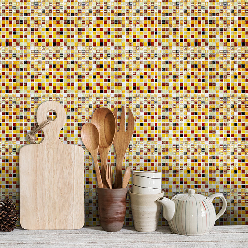 Mosaic Ceramic Tile Wallpaper Panel Contemporary PVC Wall Decoration in Yellow, Easy to Remove Clearhalo 'Wall Decor' 'Wallpaper' 1440176