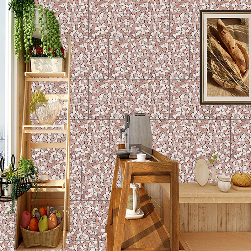 Red-White Rocks Wallpaper Panel Peel off Modern Style Kitchen Wall Decor, 11' L x 11