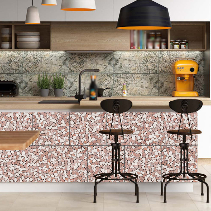 Red-White Rocks Wallpaper Panel Peel off Modern Style Kitchen Wall Decor, 11' L x 11