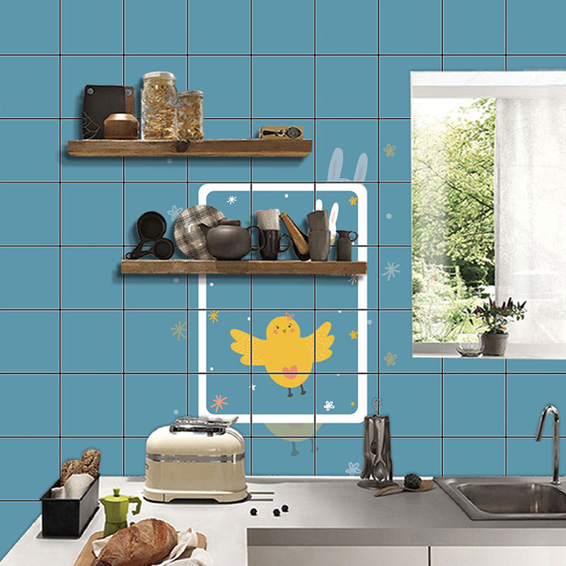 Cartoon Animals Wallpaper Panel Set PVC Self Adhesive Blue Wall Decor for Kitchen Blue Clearhalo 'Wall Decor' 'Wallpaper' 1440375