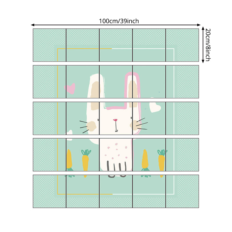 Green Cartoon Wallpaper Panels 12.9-sq ft Rabbit and Carrot Pattern Removable Wall Art for Home Clearhalo 'Wall Decor' 'Wallpaper' 1440386