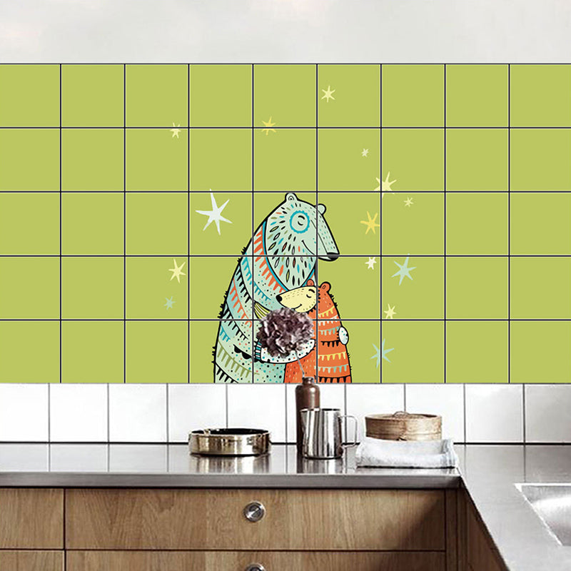 Cute Animal Wallpaper Panel for Accent Wall Friendship Wall Covering, 12.9-sq ft, Temporary Green Clearhalo 'Wall Decor' 'Wallpaper' 1440387