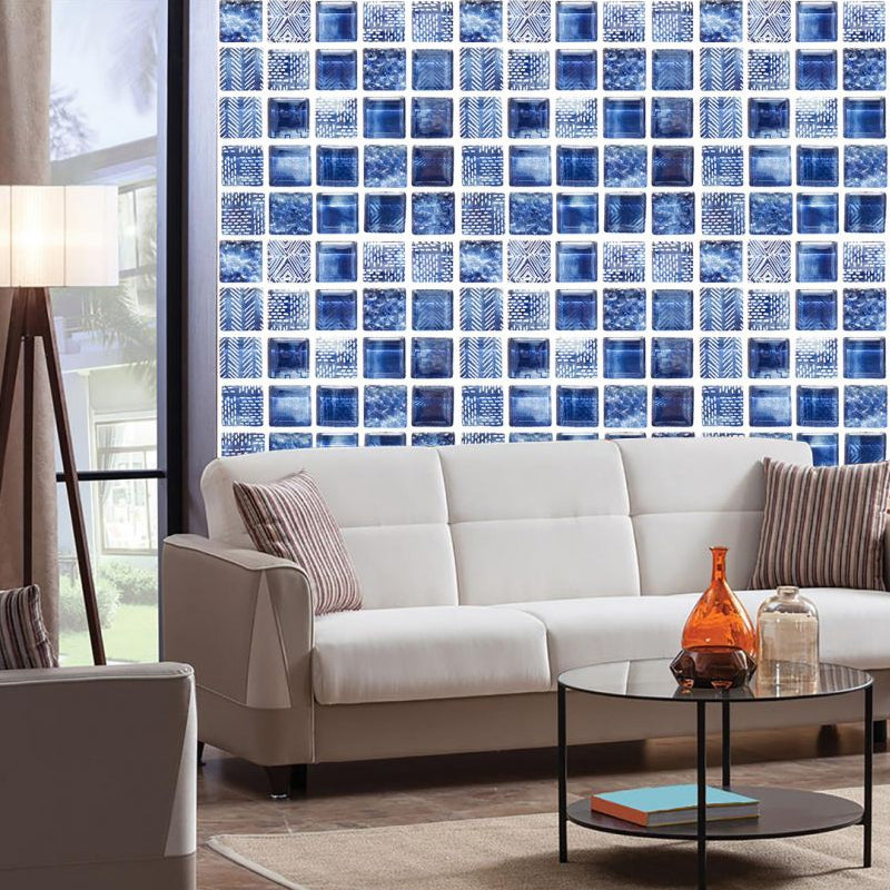 Modernist Tile Wallpaper Panel Set Blue Mosaics Wall Covering for Home, Easy to Remove Blue Clearhalo 'Wall Decor' 'Wallpaper' 1440436