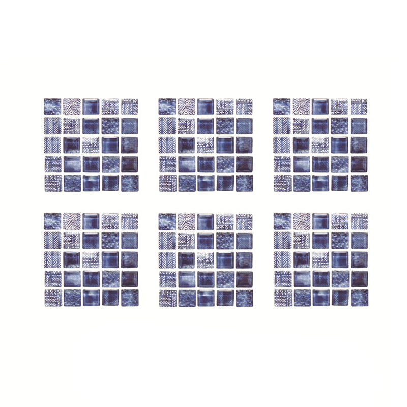 Modernist Tile Wallpaper Panel Set Blue Mosaics Wall Covering for Home, Easy to Remove Clearhalo 'Wall Decor' 'Wallpaper' 1440437