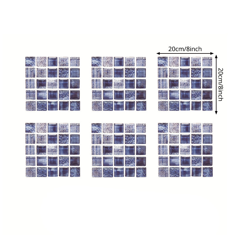 Modernist Tile Wallpaper Panel Set Blue Mosaics Wall Covering for Home, Easy to Remove Clearhalo 'Wall Decor' 'Wallpaper' 1440438