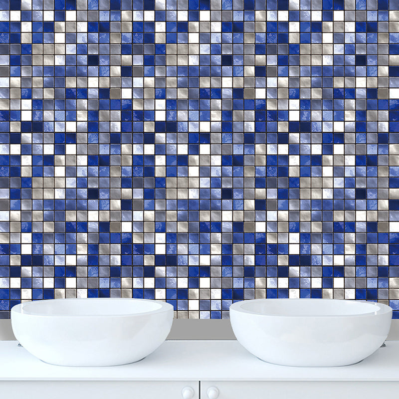 Self Sticking Blue Mosaics Wallpapers Tiles Modern Removable Wall Covering for Bath Blue Clearhalo 'Wall Decor' 'Wallpaper' 1440449