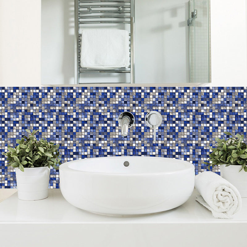 Self Sticking Blue Mosaics Wallpapers Tiles Modern Removable Wall Covering for Bath Clearhalo 'Wall Decor' 'Wallpaper' 1440450