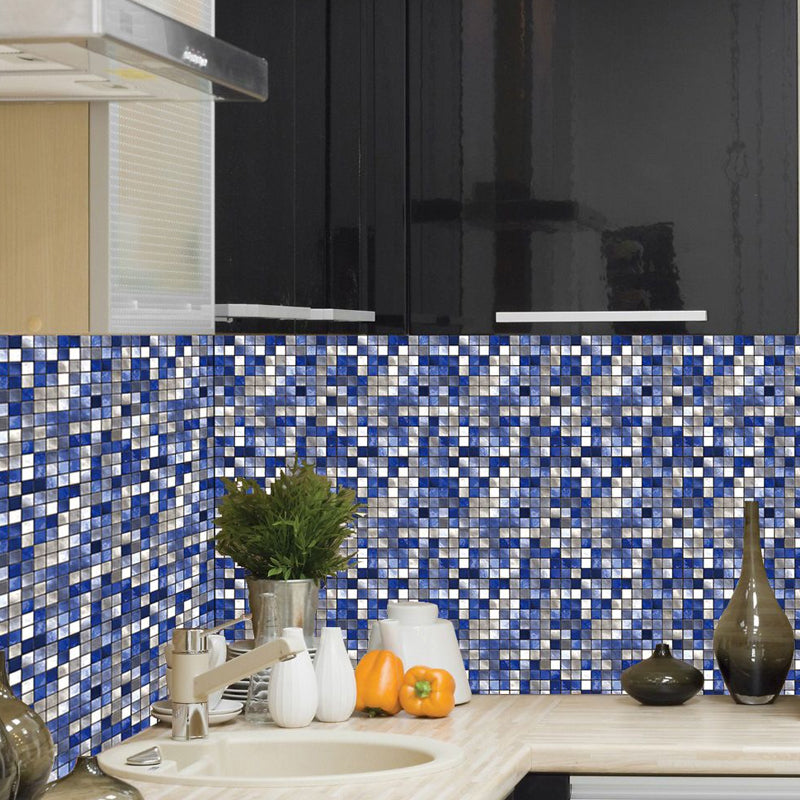 Self Sticking Blue Mosaics Wallpapers Tiles Modern Removable Wall Covering for Bath Clearhalo 'Wall Decor' 'Wallpaper' 1440451