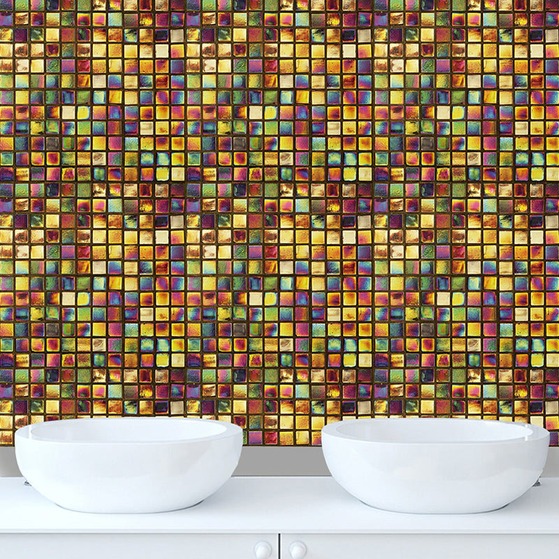 Holographic Mosaics Tile Wallpapers Boho Self-Stick Bathroom Wall Art, 9.7-sq ft (10 Pcs) Clearhalo 'Wall Decor' 'Wallpaper' 1440463