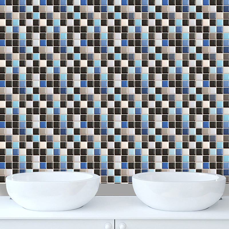 Adhesive Mosaic Tiles Wallpaper Panels in Blue-Black Contemporary Wall Covering for Kitchen Blue-Black Clearhalo 'Wall Decor' 'Wallpaper' 1440467