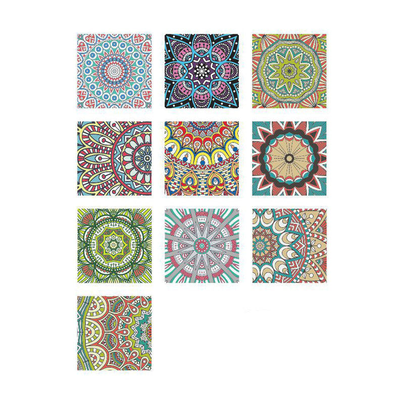 Boho Chic Mandala Wallpaper Panel Red-Blue-Green Pick Up Sticks Wall Decor for Bedroom Clearhalo 'Wall Decor' 'Wallpaper' 1440474