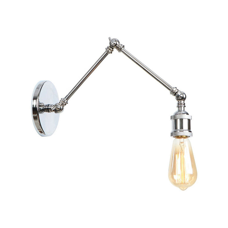 1 Light Swing Arm Sconce Light Industrial Black/Brass Metal Wall Lighting Fixture for Bathroom Clearhalo 'Art deco wall lights' 'Cast Iron' 'Glass' 'Industrial wall lights' 'Industrial' 'Middle century wall lights' 'Modern' 'Rustic wall lights' 'Tiffany' 'Traditional wall lights' 'Wall Lamps & Sconces' 'Wall Lights' Lighting' 144185