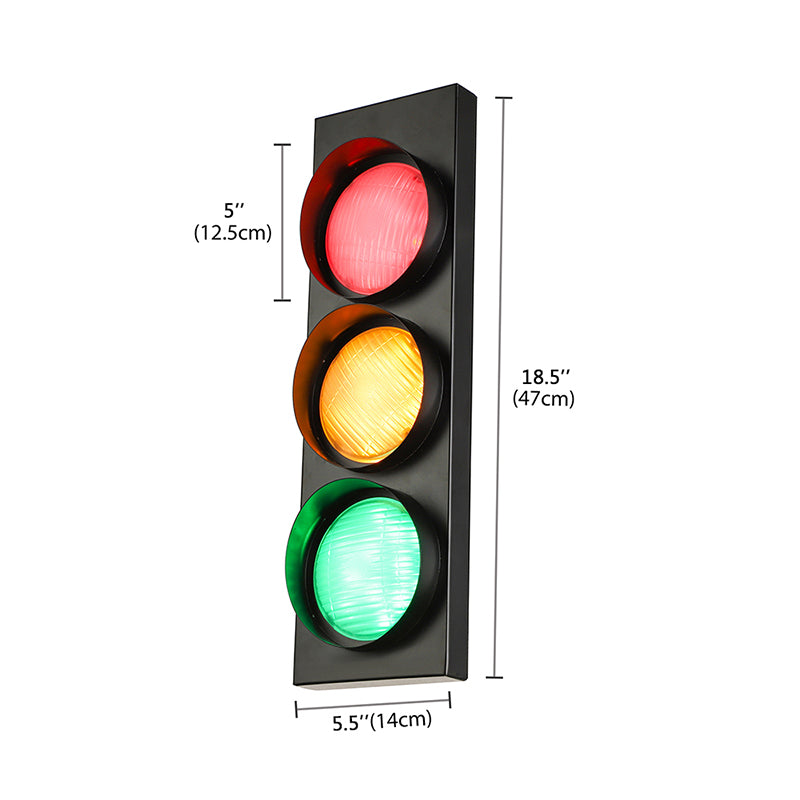 Creative Traffic Light Wall Mount Light 3 Lights Industrial LED Wall Lighting in Black for Bar Clearhalo 'Wall Lamps & Sconces' 'Wall Lights' Lighting' 144299