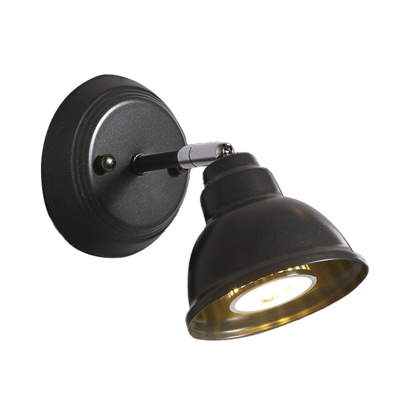 Mini Domed Metal Wall Lamp Vintage 1 Light Corridor Rotatable Wall Light Fixture in Black Clearhalo 'Art deco wall lights' 'Cast Iron' 'Glass' 'Industrial wall lights' 'Industrial' 'Middle century wall lights' 'Modern' 'Rustic wall lights' 'Tiffany' 'Traditional wall lights' 'Wall Lamps & Sconces' 'Wall Lights' Lighting' 144395