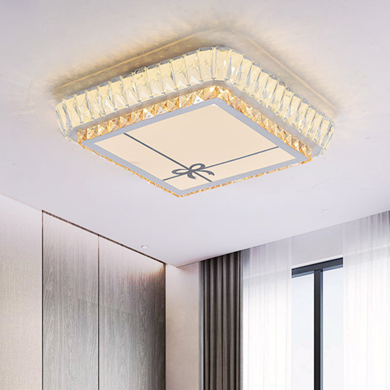 Trellis/Bowknot Crystal Ceiling Flush Contemporary Bedroom LED Flush Mount Lighting in White White Bowknot Clearhalo 'Ceiling Lights' 'Close To Ceiling Lights' 'Close to ceiling' 'Flush mount' Lighting' 1451141