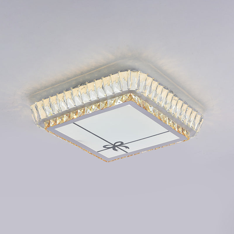 Trellis/Bowknot Crystal Ceiling Flush Contemporary Bedroom LED Flush Mount Lighting in White Clearhalo 'Ceiling Lights' 'Close To Ceiling Lights' 'Close to ceiling' 'Flush mount' Lighting' 1451143