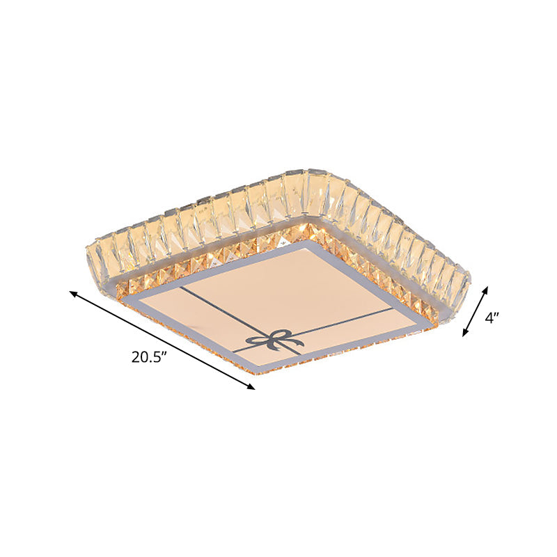 Trellis/Bowknot Crystal Ceiling Flush Contemporary Bedroom LED Flush Mount Lighting in White Clearhalo 'Ceiling Lights' 'Close To Ceiling Lights' 'Close to ceiling' 'Flush mount' Lighting' 1451144