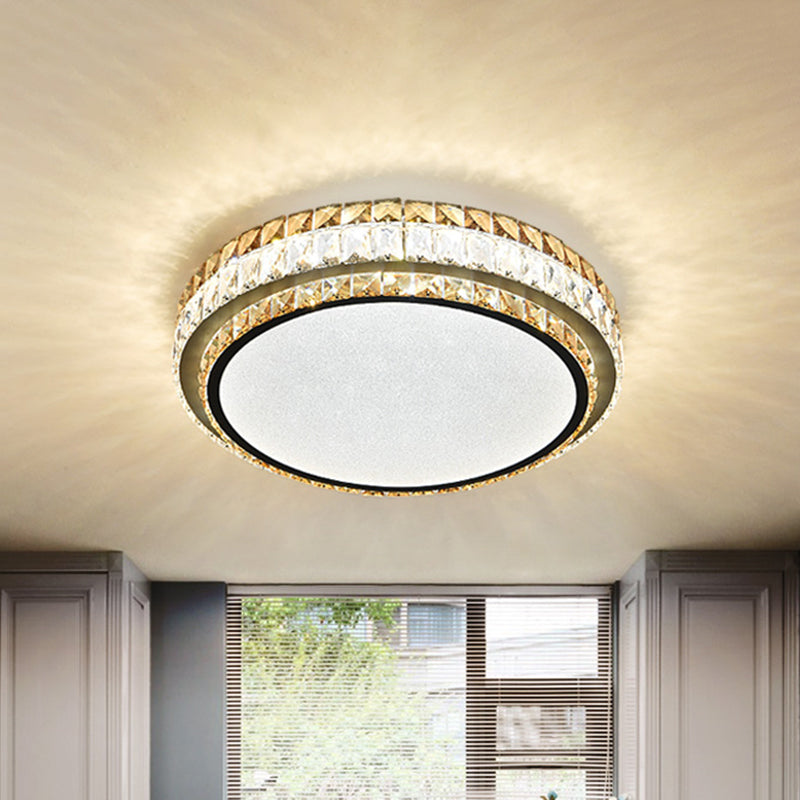 Beveled Cut Crystal White Flushmount Round Simplicity LED Flush Ceiling Light Fixture White Clearhalo 'Ceiling Lights' 'Close To Ceiling Lights' 'Close to ceiling' 'Flush mount' Lighting' 1451162