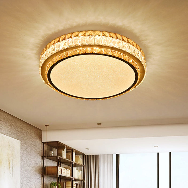 Beveled Cut Crystal White Flushmount Round Simplicity LED Flush Ceiling Light Fixture Clearhalo 'Ceiling Lights' 'Close To Ceiling Lights' 'Close to ceiling' 'Flush mount' Lighting' 1451163