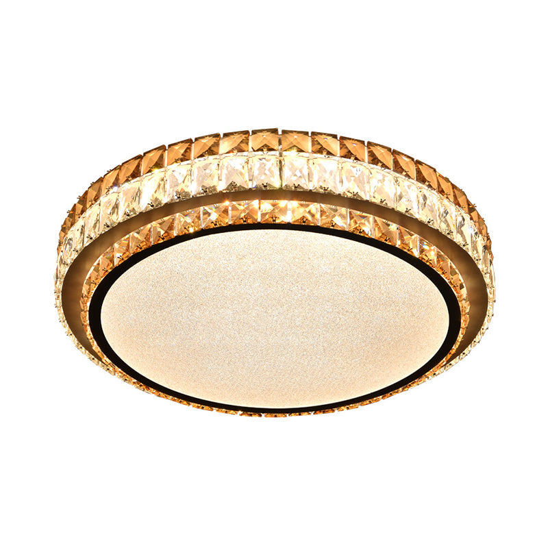 Beveled Cut Crystal White Flushmount Round Simplicity LED Flush Ceiling Light Fixture Clearhalo 'Ceiling Lights' 'Close To Ceiling Lights' 'Close to ceiling' 'Flush mount' Lighting' 1451164