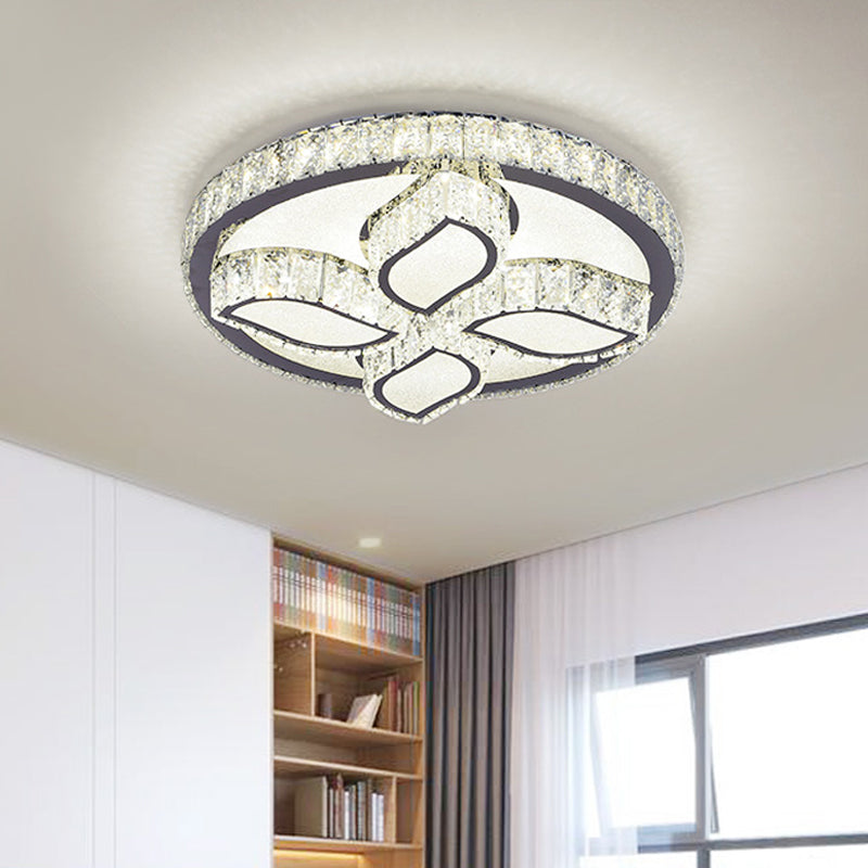 Modern Leaf Flush Ceiling Light Clear Cut Crystal LED Flushmount Lighting for Bedroom Clear A Clearhalo 'Ceiling Lights' 'Close To Ceiling Lights' 'Close to ceiling' 'Flush mount' Lighting' 1451197