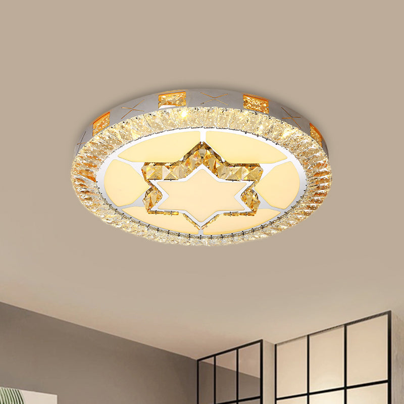 Clear Inlaid Crystal LED Ceiling Light Modern Chrome Diamond/Flower/Star Bedroom Flush-Mount Light Fixture Clear Star Clearhalo 'Ceiling Lights' 'Close To Ceiling Lights' 'Close to ceiling' 'Flush mount' Lighting' 1451361