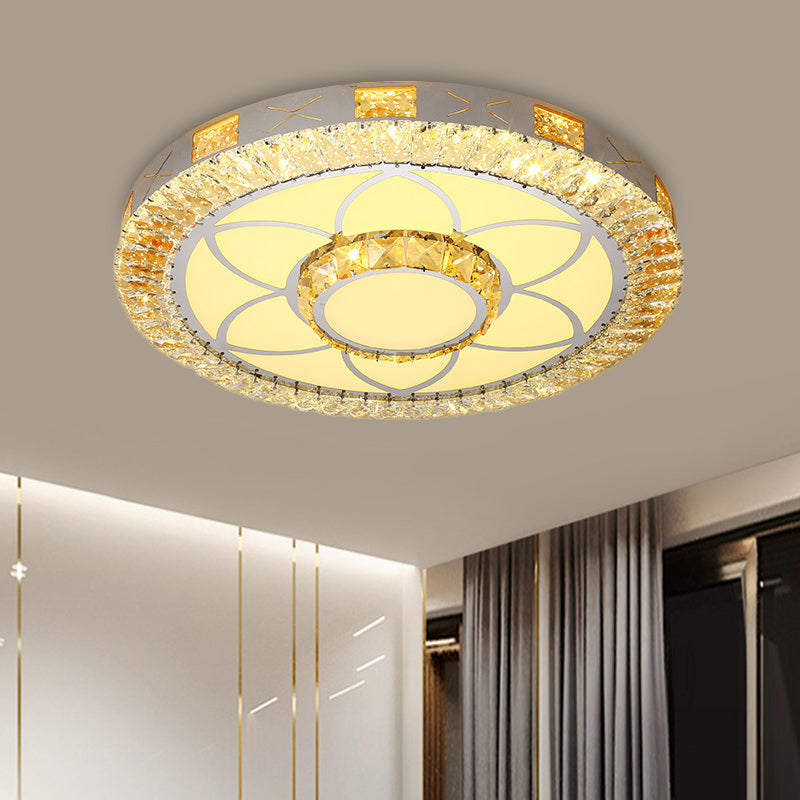 Clear Inlaid Crystal LED Ceiling Light Modern Chrome Diamond/Flower/Star Bedroom Flush-Mount Light Fixture Clear Flower Clearhalo 'Ceiling Lights' 'Close To Ceiling Lights' 'Close to ceiling' 'Flush mount' Lighting' 1451371