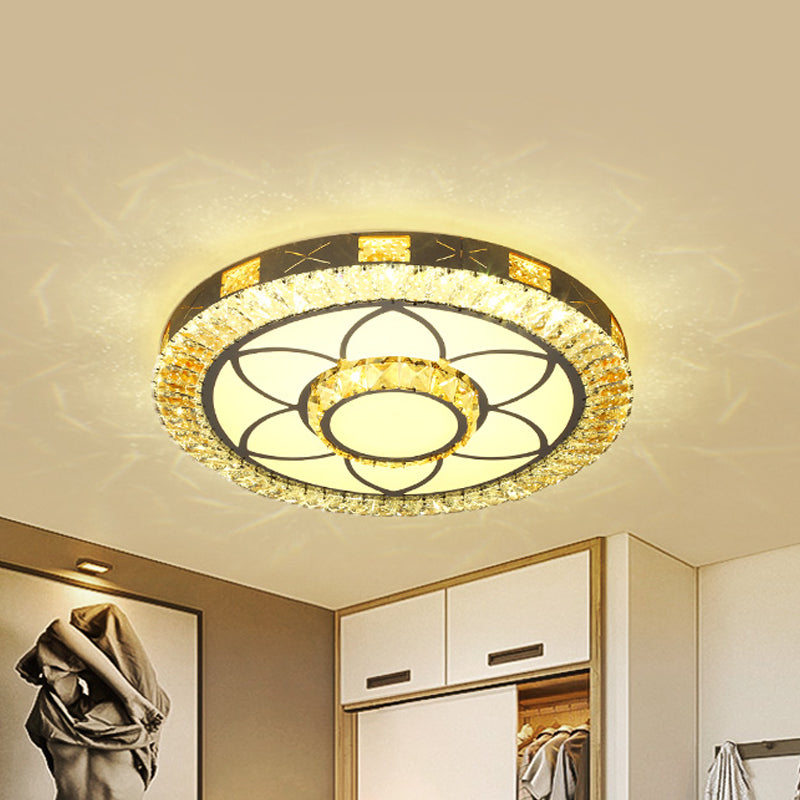 Clear Inlaid Crystal LED Ceiling Light Modern Chrome Diamond/Flower/Star Bedroom Flush-Mount Light Fixture Clearhalo 'Ceiling Lights' 'Close To Ceiling Lights' 'Close to ceiling' 'Flush mount' Lighting' 1451372