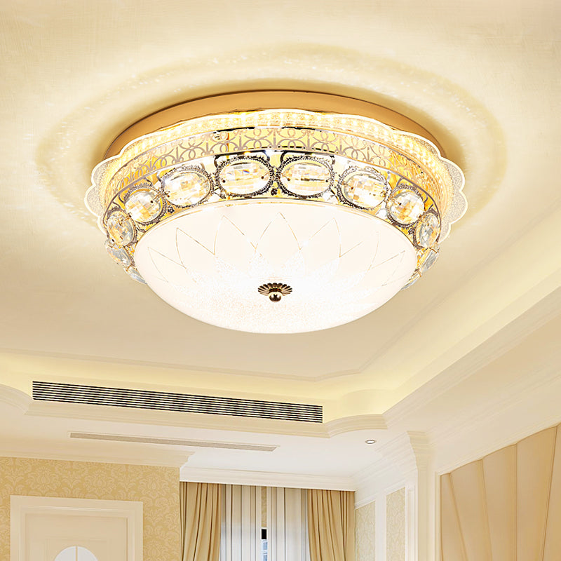 Crystal Bowl Flush Ceiling Light Classic Bedroom 16