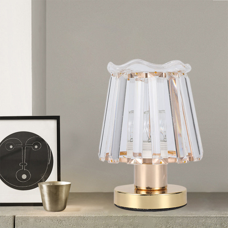 Beveled Crystal Prisms Tapered Desk Light Minimalist 1 Light Reading Lamp in Gold Clearhalo 'Lamps' 'Table Lamps' Lighting' 1451884