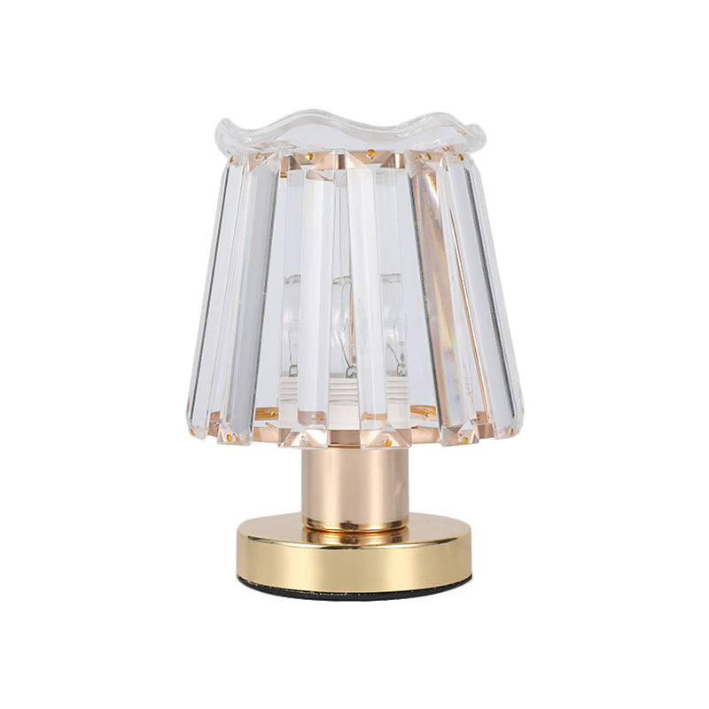 Beveled Crystal Prisms Tapered Desk Light Minimalist 1 Light Reading Lamp in Gold Clearhalo 'Lamps' 'Table Lamps' Lighting' 1451885