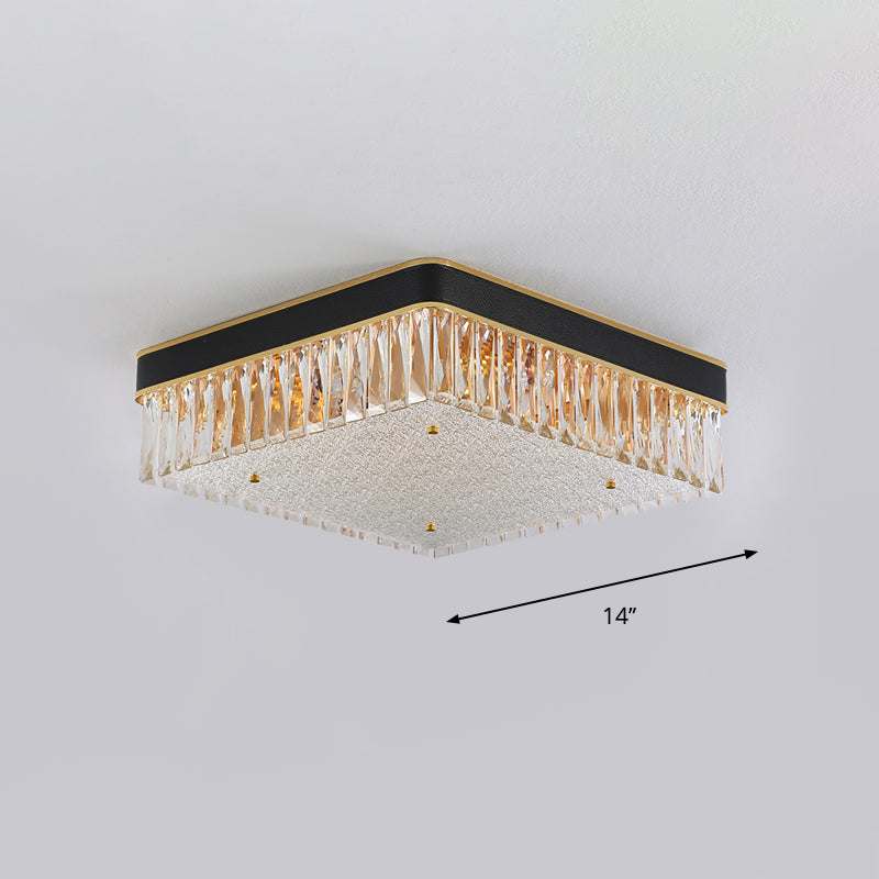 Clear Crystal Square Flush Mount Modern LED Close to Ceiling Light Fixture in Black for Parlor Clearhalo 'Ceiling Lights' 'Close To Ceiling Lights' 'Close to ceiling' Lighting' 1452534