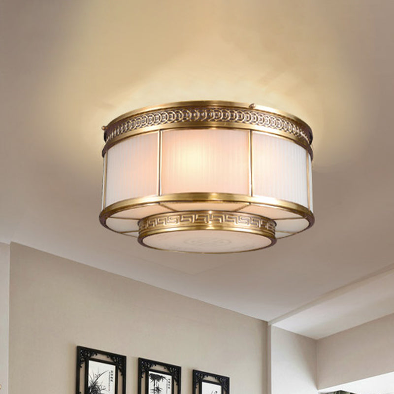 Ring Restaurant Flush Ceiling Light Colonial Opal Glass 4/6 Bulbs Gold Flush Mount Lighting Fixture Clearhalo 'Ceiling Lights' 'Close To Ceiling Lights' 'Close to ceiling' 'Flush mount' Lighting' 1454158