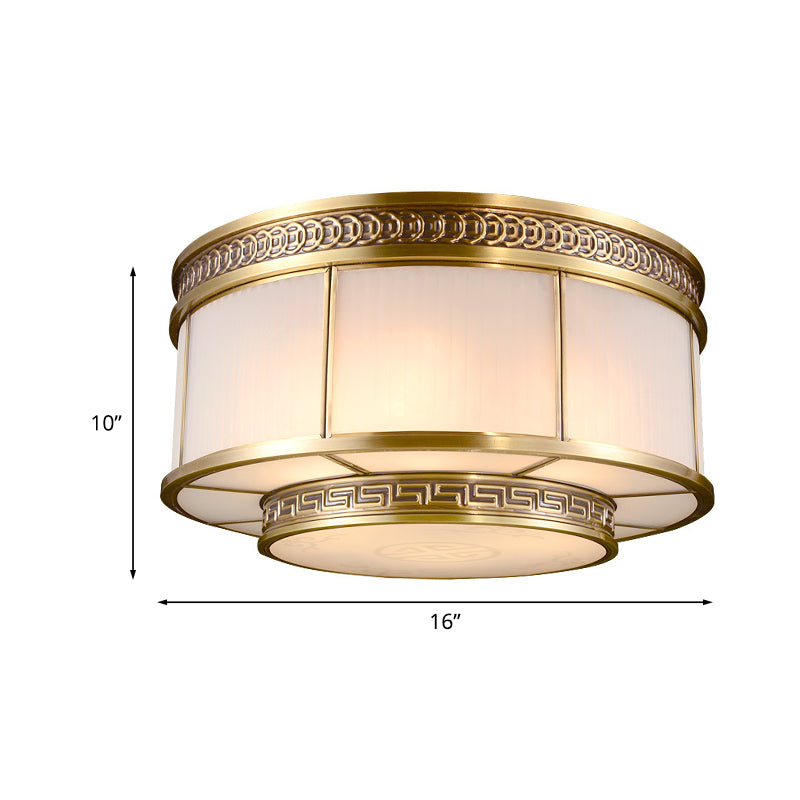 Ring Restaurant Flush Ceiling Light Colonial Opal Glass 4/6 Bulbs Gold Flush Mount Lighting Fixture Clearhalo 'Ceiling Lights' 'Close To Ceiling Lights' 'Close to ceiling' 'Flush mount' Lighting' 1454160